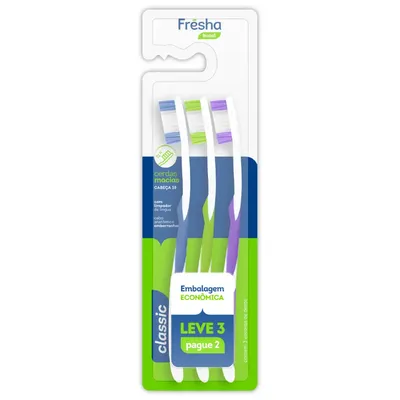 Escova Dental Fresha Classic Macia Leve 3 Pague 2